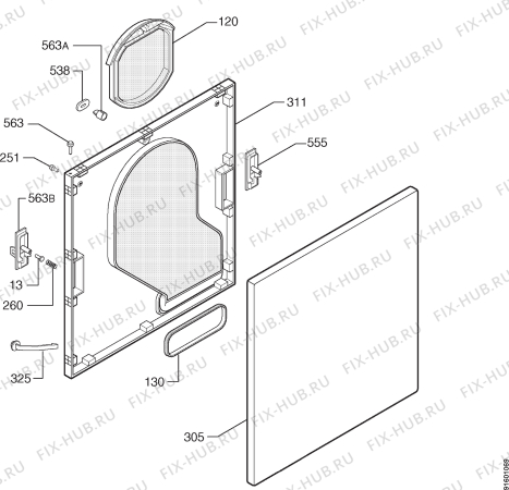 Взрыв-схема комплектующей Electrolux EDC504E - Схема узла Door 003